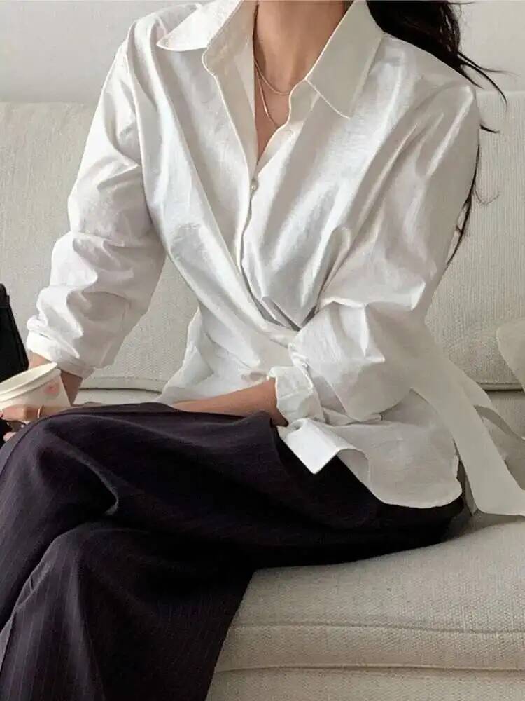 Leatherwork In French - Style Temperament French Shirt Woman Fashion