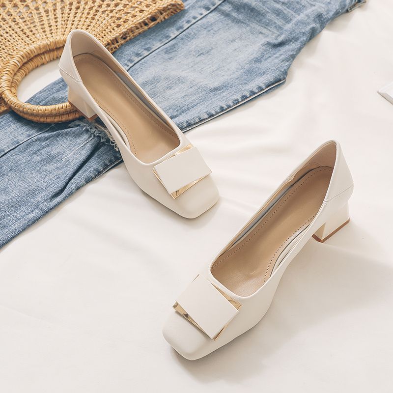 French Style Chunky Heel Pumps - Leatherwork In French review and price