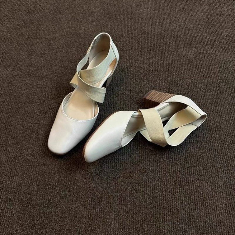 Women's Cross Strap Block Heel - Leatherwork In French review and price