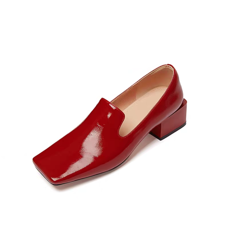 Womens Red Shoes Spring Block  - Leatherwork In French review and price