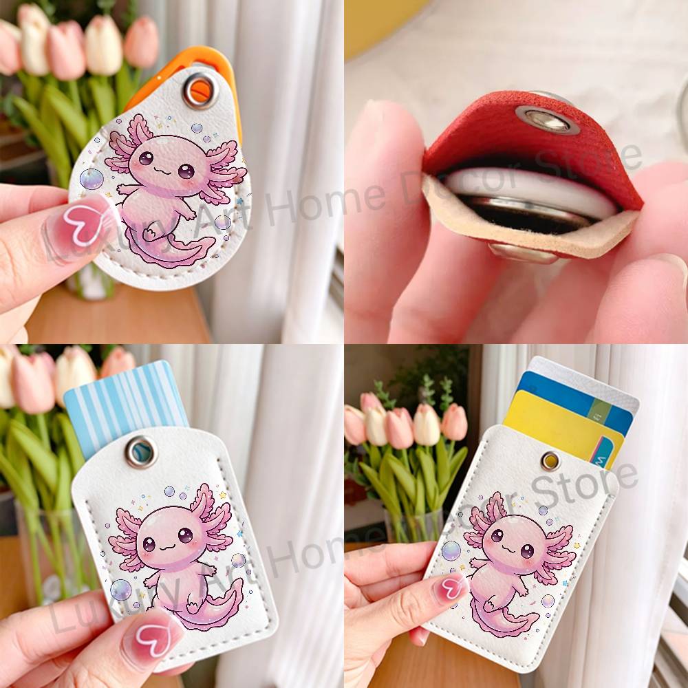 Cute pink A-Axolotl Cartoon Ho - Leatherwork Keychain review and price