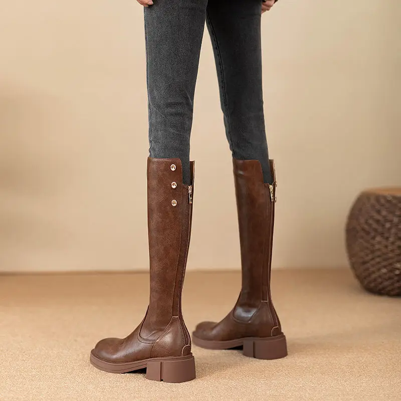 Autumn Winter Middle Heel Ladi - Leather Work Women Shoes review and price
